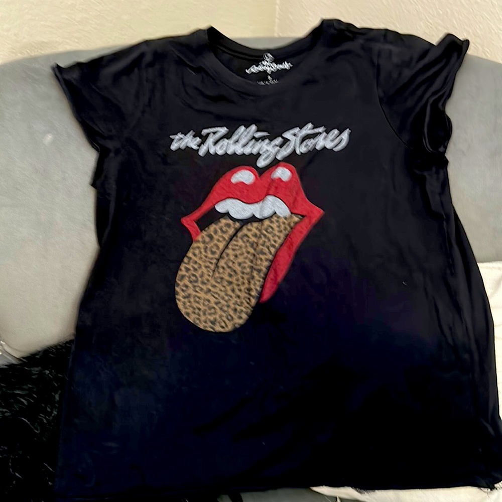 TORRID SIZE 2 ROLLING STONES W LEOPARD TONGUE T SHIRT